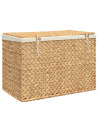 Laundry Basket with 3 Sections 75x42.5x52 cm Water Hyacinth