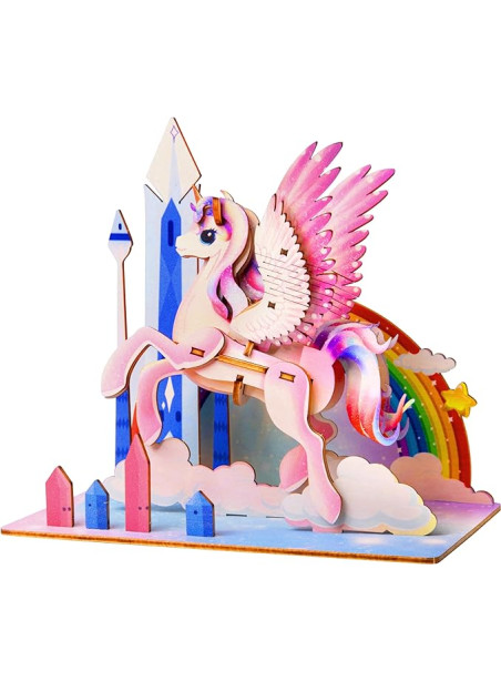 ESC WELT Unicorn - Unicorn 3D Puzzle - DIY Wooden Animal Puzzle - 3D Puzzle for Children