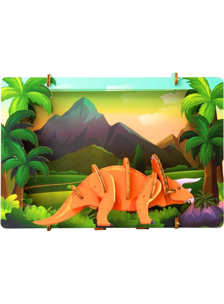 ESC WELT Triceratops - Triceratops 3D Puzzle - DIY Wooden Animal Puzzle - 3D Puzzle for Children