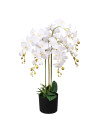 vidaXL Artificial Orchid Plant with Pot 75 cm White