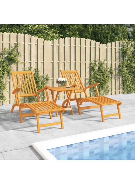 vidaXL Outdoor Deck Chairs with Footrests 2 pcs Solid Wood Acacia