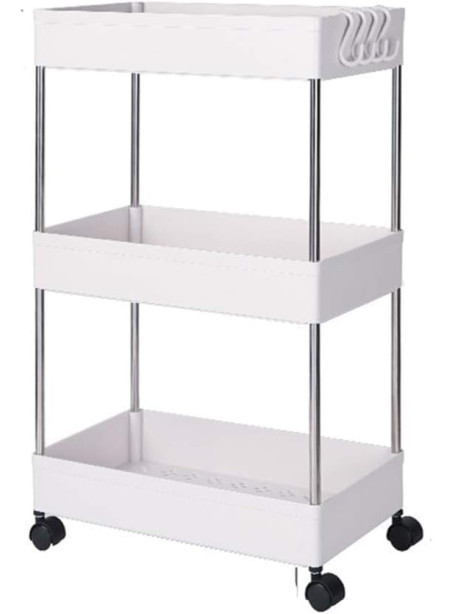GStorm Storage Cart with Wheels, Shelving Unit, Slide Out Organizer Tower for Kitchen Bathroom Laundry Room (3 Tier)