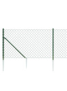 vidaXL Chain Link Fence with Spike Anchors Green 1x10 m