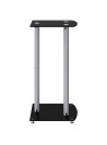 vidaXL Speaker Stands 2pcs Black&Silver Tempered Glass 3 Pillars Design