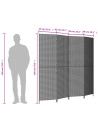 vidaXL Room Divider 4 Panels Black Poly Rattan