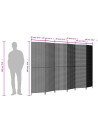 vidaXL Room Divider 6 Panels Black Poly Rattan