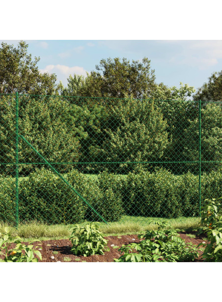 vidaXL Chain Link Fence with Spike Anchors Green 1.6x25 m