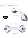 12 inch Suction Bath Grab Bar with Indicators, Balance Assist Bathroom Shower Handle (White/Grey, Pack of 2)
