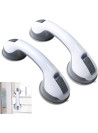 12 inch Suction Bath Grab Bar with Indicators, Balance Assist Bathroom Shower Handle (White/Grey, Pack of 2)