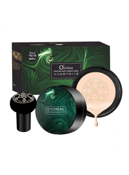Ocheal BB CC Cream Cushion Compact Make Up Foundation Concealer Cream for Face Cosmetics Makeup Mushroom Head Puff
